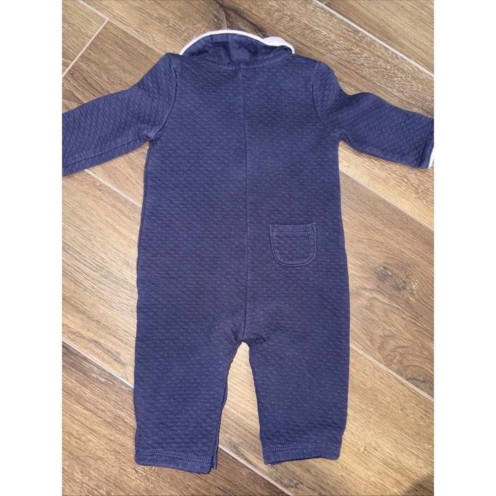 JANIE AND JACK 3-6 Months NAVY QUILTED OUTFIT One piece‎ Preppy Nautical